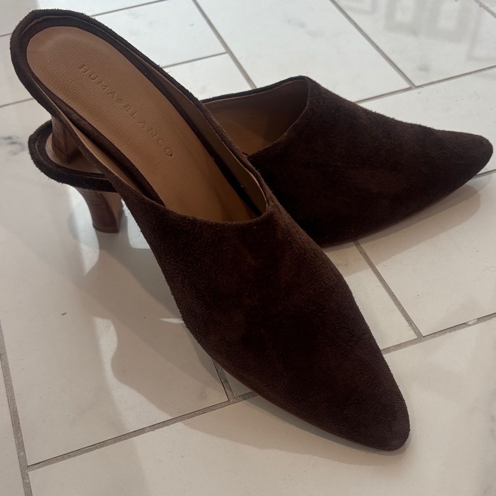 HUMA BLANCO Dark Brown Suede Mules